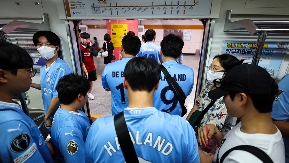 TRAVELLING: Trains full of Blues making their way to our game against Atleti 