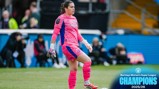 A football player in pink kit is on a field. Text reads 'Barclays Women's Super League Champions 2025/26'.