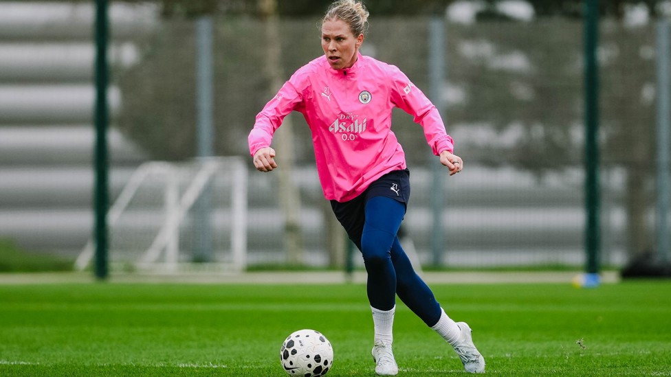 ON THE BALL: Rebecca Knaak in today's session