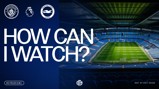 Promotional image for an upcoming Manchester City vs Brighton & Hove Albion match on October 31, 2026, asking how viewers can watch. Includes team logos, Premier League logo, and Etihad Stadium image.