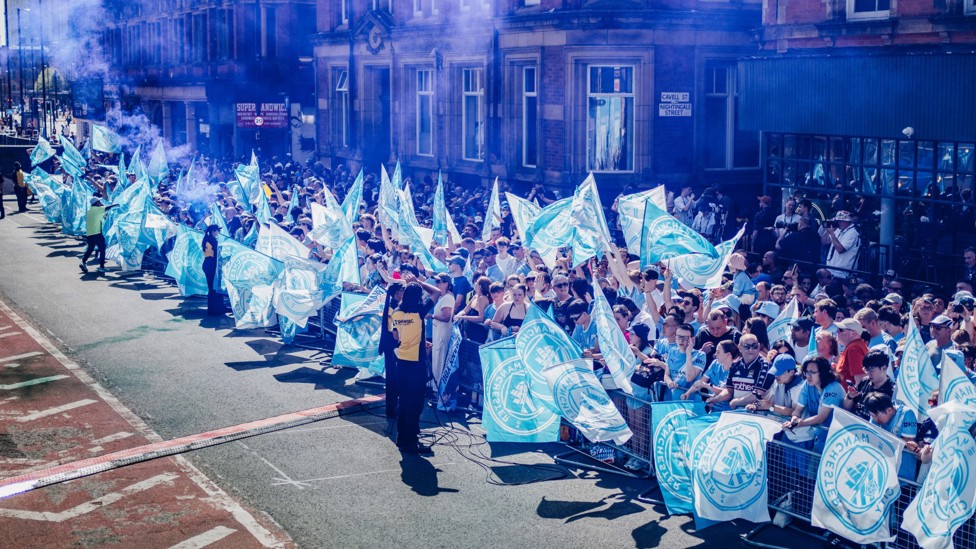 LINING THE STREETS : Fans fill the Northern Quarter