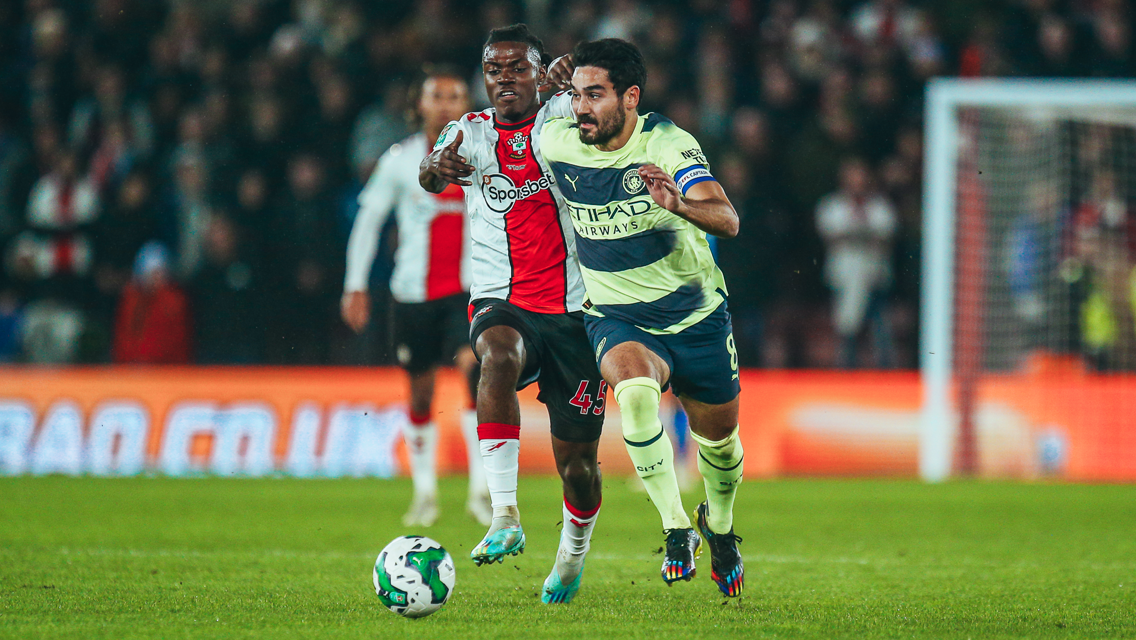 SILKY ILKAY: Gundogan gets on the ball early on.