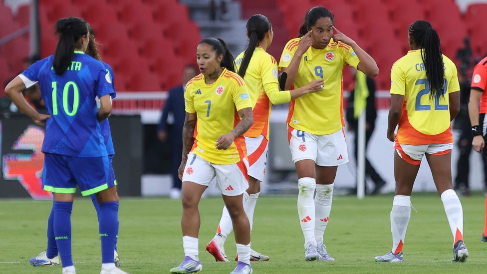 ACTION PACKED: Mayra Ramirez celebrates after scoring Colombia's third goal 