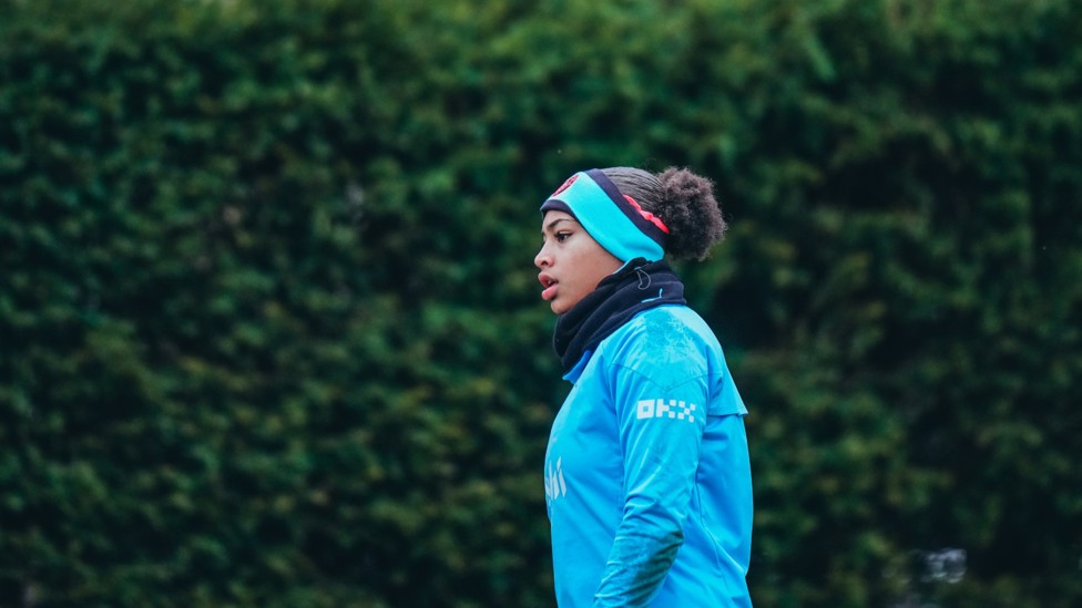OUR KEEPER : Khiara Keating making sure her ears stay warm during training.