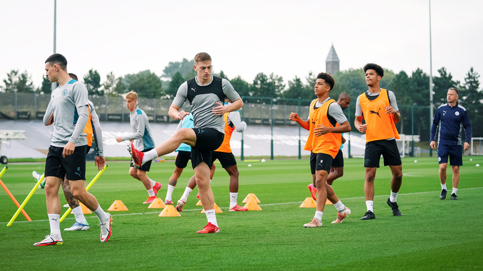 SQUAD GOALS : The lads stretch off
