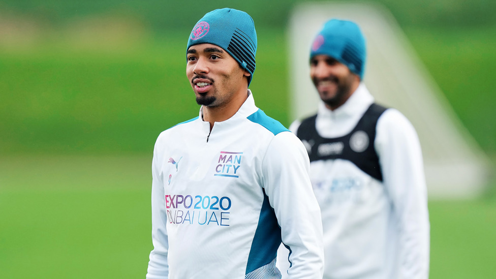 HAT TRICK! Gabriel Jesus and Riyad Mahrez kept out the November chill with some nifty City headwear