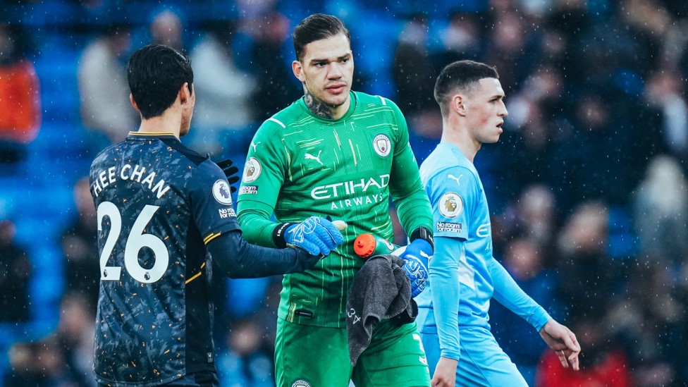HAND IT TO EDDY: Ederson takes the plaudits at full time