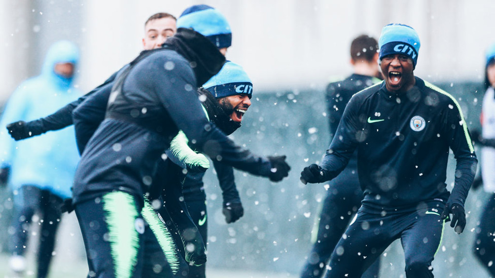 GAME FOR A LAUGH : Raheem Sterling and Co see the funny side