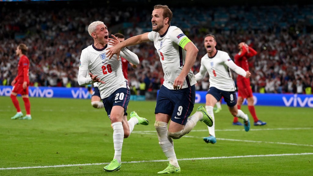 ROAR POWER: Phil Foden's expression says it all after Harry Kane's winner
