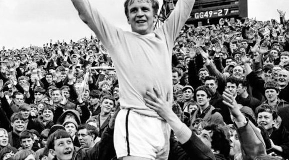 ADORED  : Lee celebrates with City supporters at Newcastle in a 4-3 win in 1968.