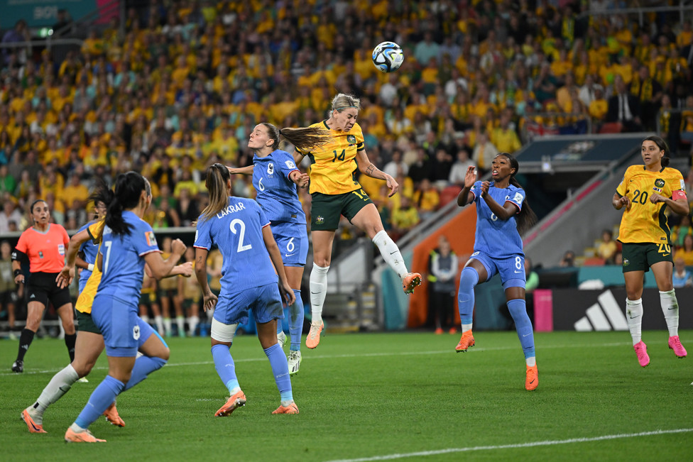 ARIEL ALANNA : Australia and City defender Alanna Kennedy showed her dominance in the air during Australia’s quarter-final win over France. 