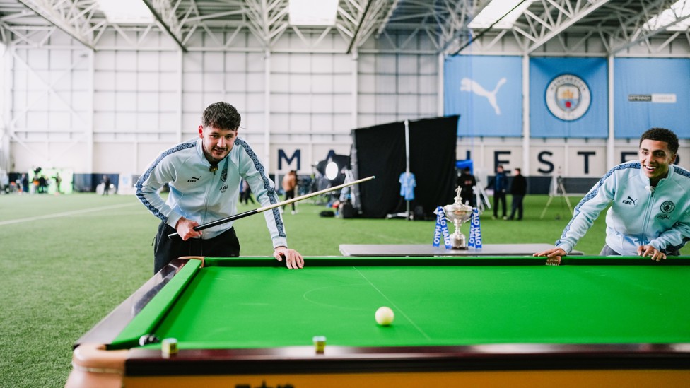 PIN PRECISION: Trafford and Rico Lewis play pool