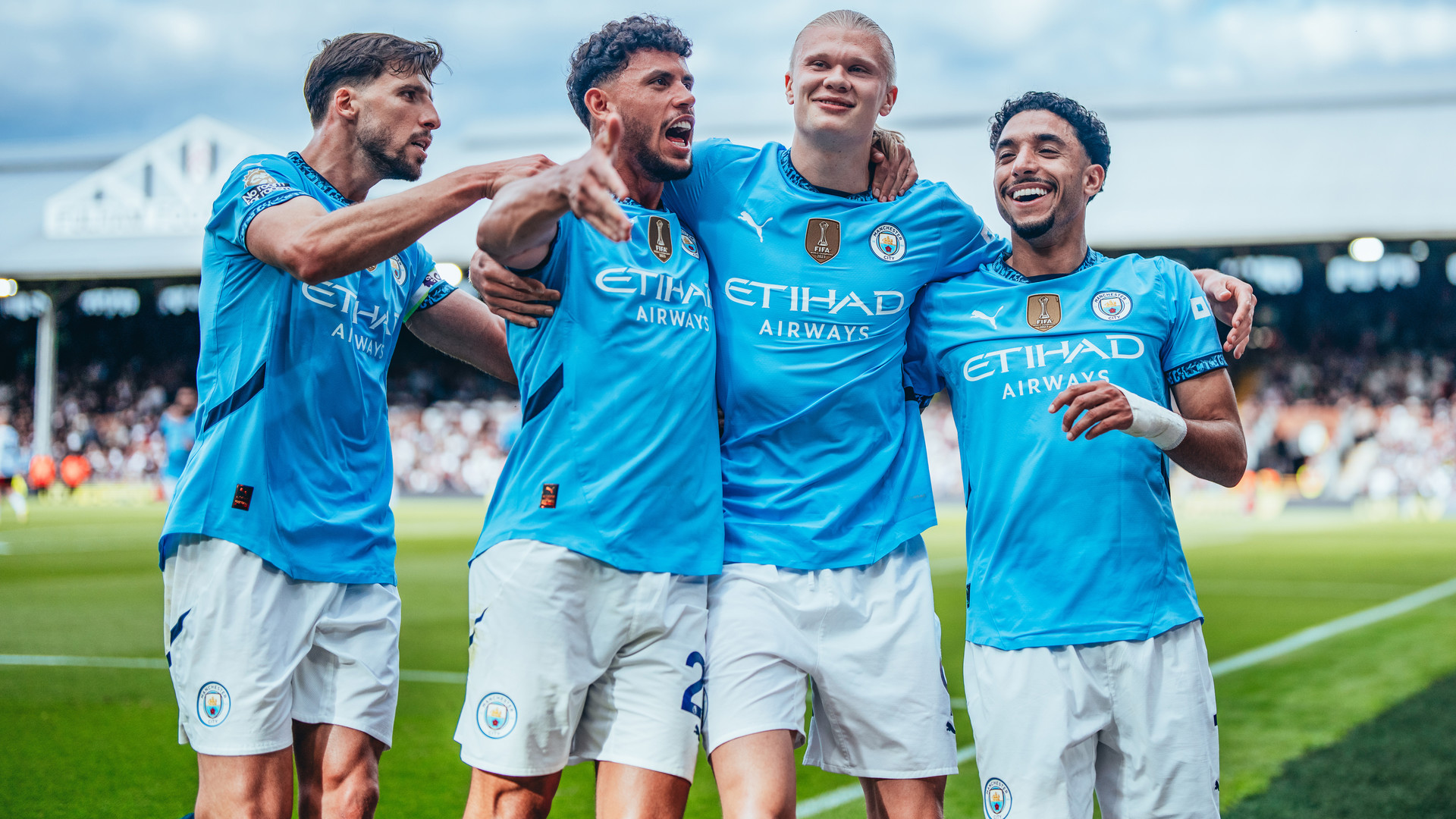 CELEBARTION TIME: For Erling and Co after City's second goal.