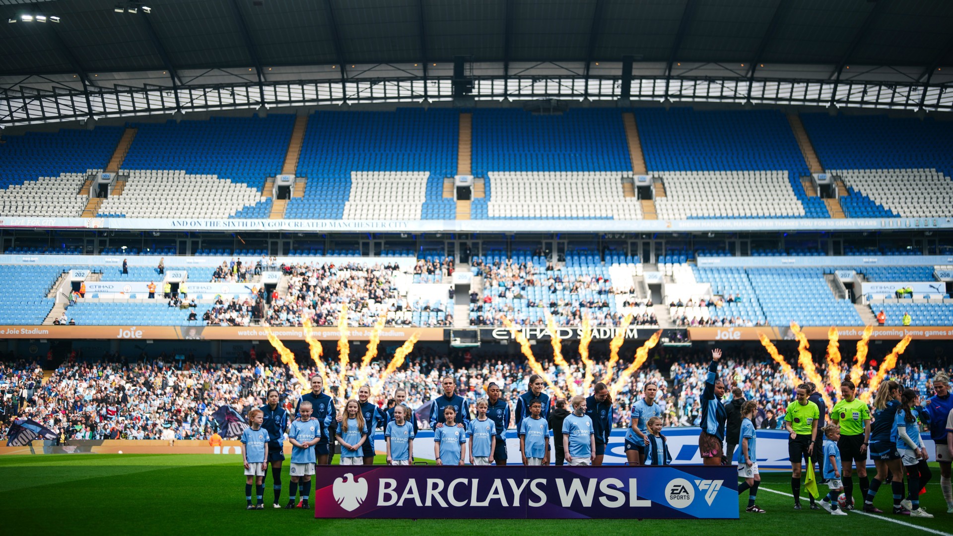 READY TO RUMBLE: The City side line up ahead of kick-off.