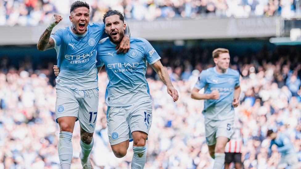DEADLY DUO : Cherki celebrates after putting us 2-1 up!