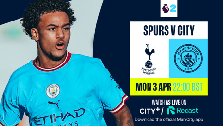 Watch our PL2 trip to Spurs on CITY+ or Recast