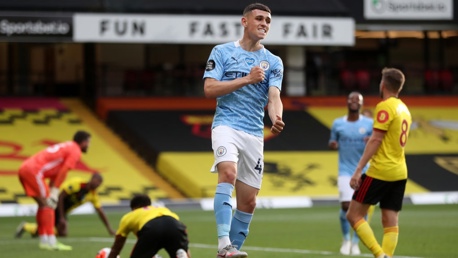 DELIGHT: Foden celebrates after finding the net.