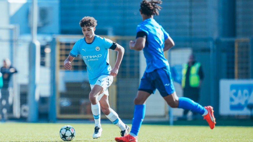 HARD WORKING : Max Alleyne on the ball. 