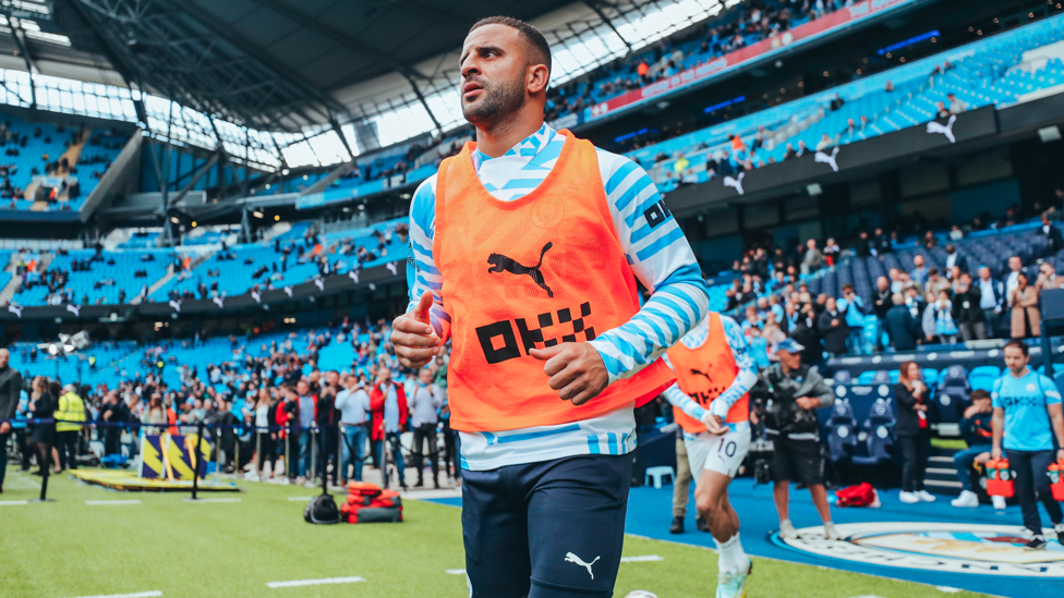 WALK ON : Kyle emerges for the pre-match warm up.