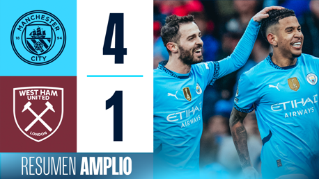 City 4-1 West Ham: resumen amplio