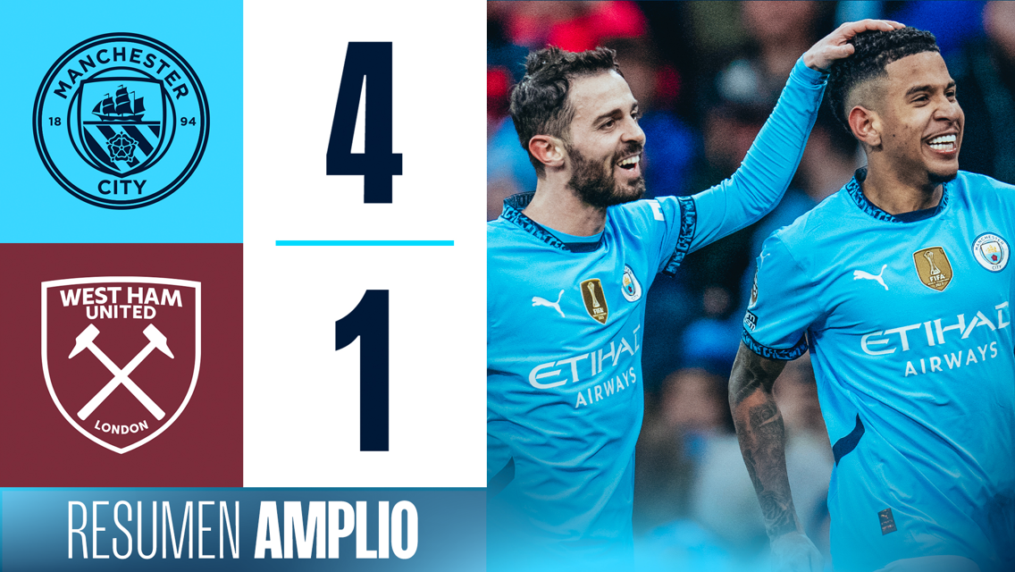 City 4-1 West Ham: resumen amplio