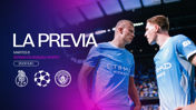 Graphic for FC Porto vs Manchester City match preview at Estádio do Dragão. Scheduled for Tuesday 8th at 20:00 (UK) with club logos and players in Manchester City kit.