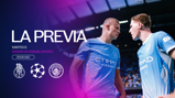 Graphic for FC Porto vs Manchester City match preview at Estádio do Dragão. Scheduled for Tuesday 8th at 20:00 (UK) with club logos and players in Manchester City kit.