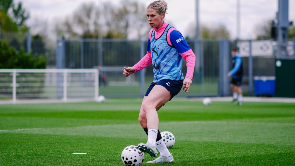 LOCKED IN : Rebecca Knaak in possession. 