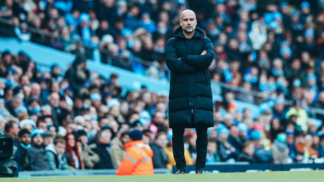 THE BOSS: Pep watches on...