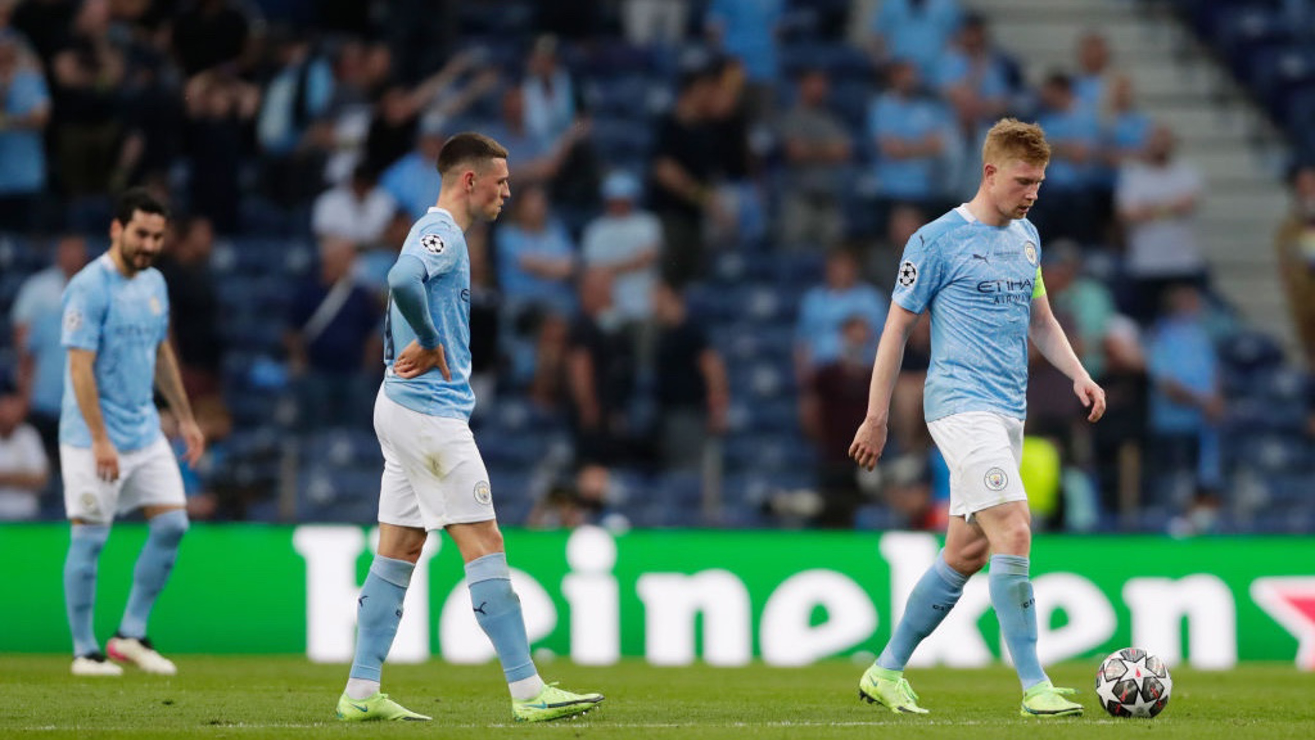 DOWNBEAT: City players reacts to the Havertz goal.