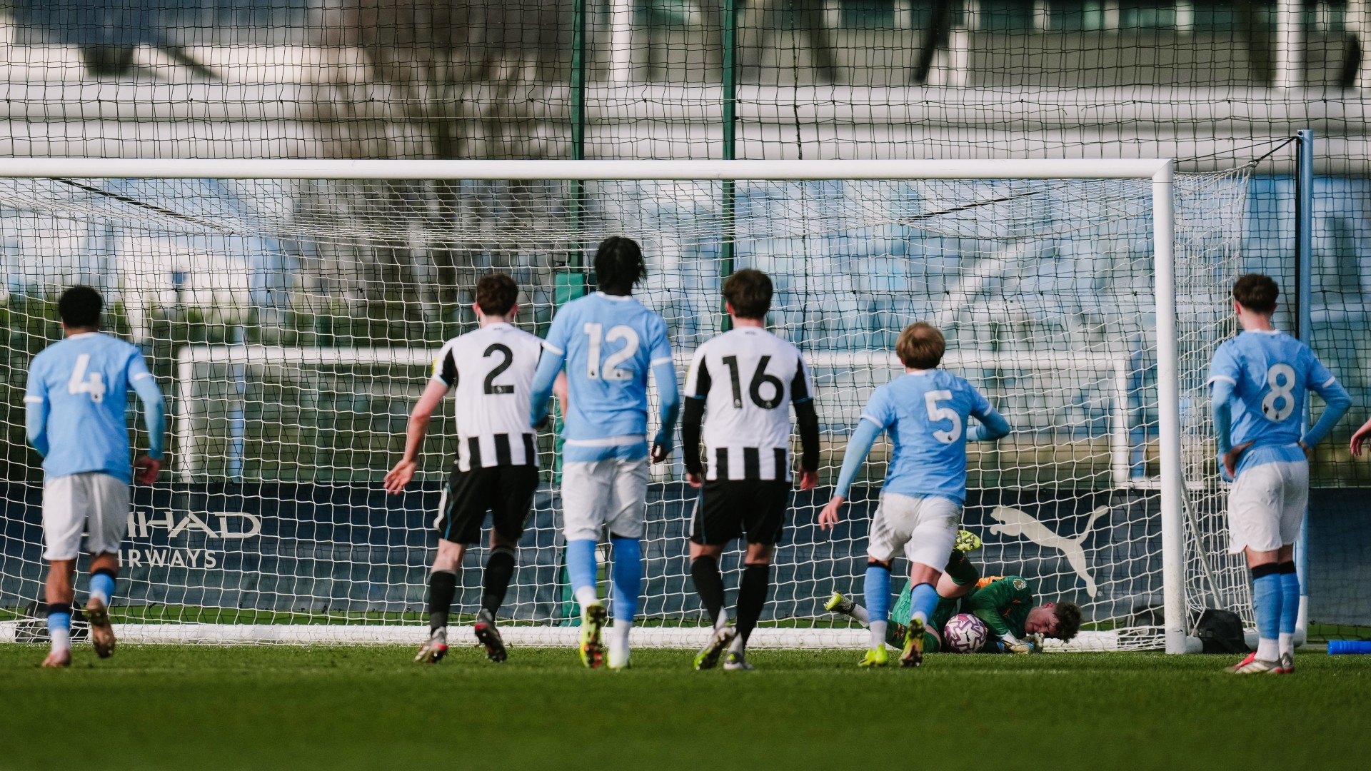 HUGE SAVE : Ben Vickery denies Newcastle from scoring their penalty.