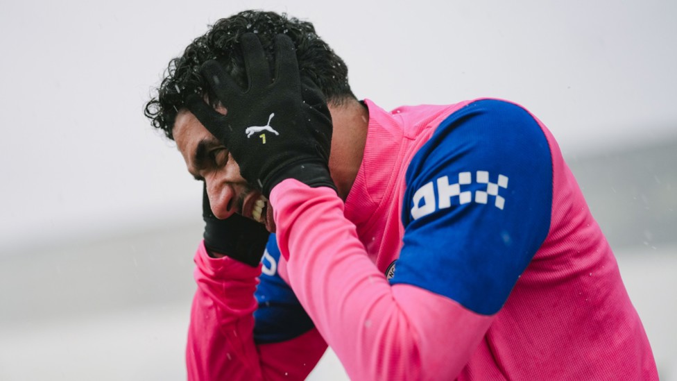 GLOVE STORY: Omar Marmoush takes a moment to unwind.