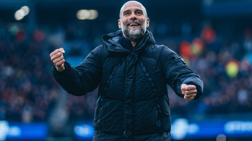 HAPPY PEP : The boss enjoyed those goals!