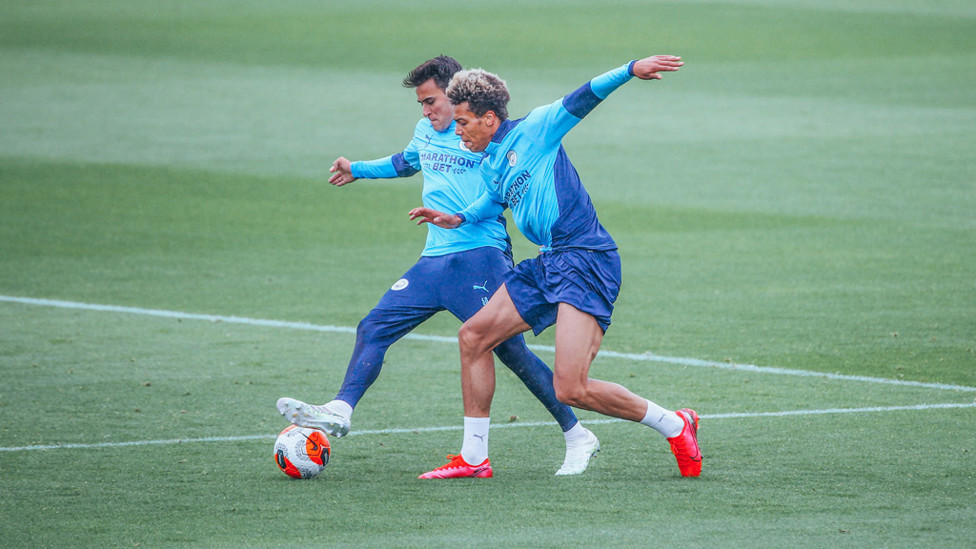 ACTION STATIONS: Eric Garcia and Felix Nmecha vie for possession