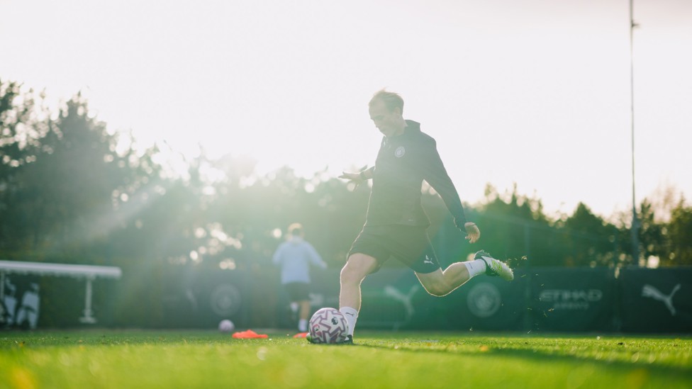 SHINING BRIGHT : Oliver Tevenan goes for goal. 