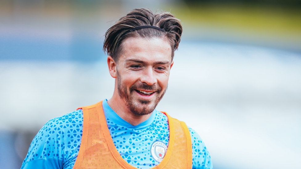 GRINNING GREALISH : Jack Grealish in understandable high spirits after our win over the Clarets.