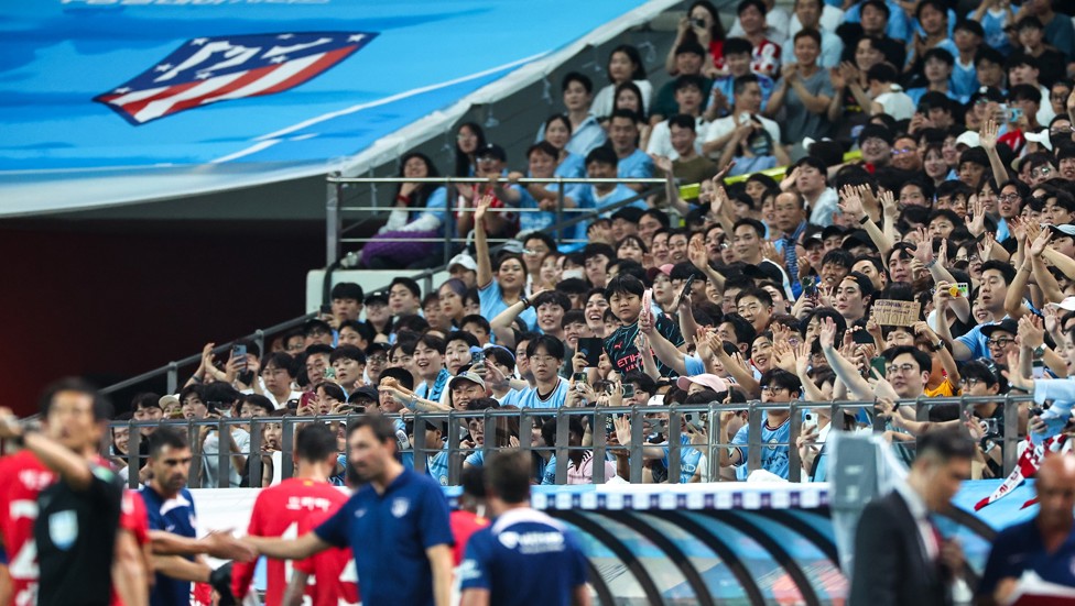 SEA OF BLUE: Thousands of City fans pack the stands in Seoul 