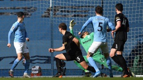STRIKER'S FINISH: Stones expertly puts City back into the lead with just over 20 minutes remaining.