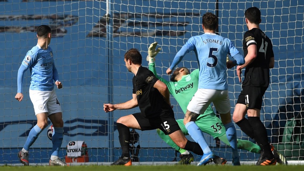STRIKER'S FINISH : Stones expertly puts City back into the lead with just over 20 minutes remaining.