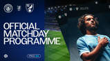 Image of Manchester City's official matchday programme featuring logos for Manchester City and Norwich City, priced at £4.