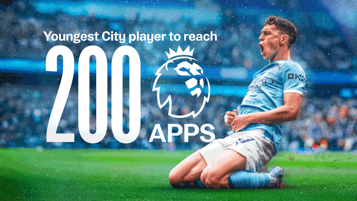Foden becomes youngest City player to 200 Premier League appearances