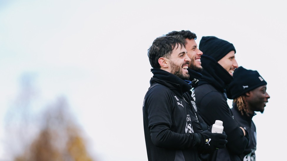 SKIPPER : Bernardo Silva watches on with Matheus Nunes, Ruben Dias and Jeremy Doku