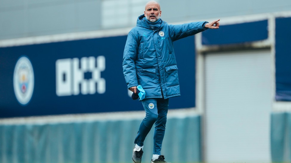 PEP TALK : The boss orchestrating proceedings as he prepares the team for the challenge of Bournemouth