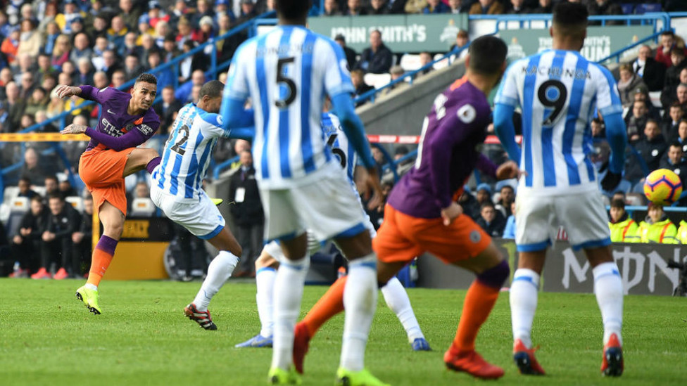 DAN'S THE MAN : Danilo fires home our opener from long range against Huddersfield last season