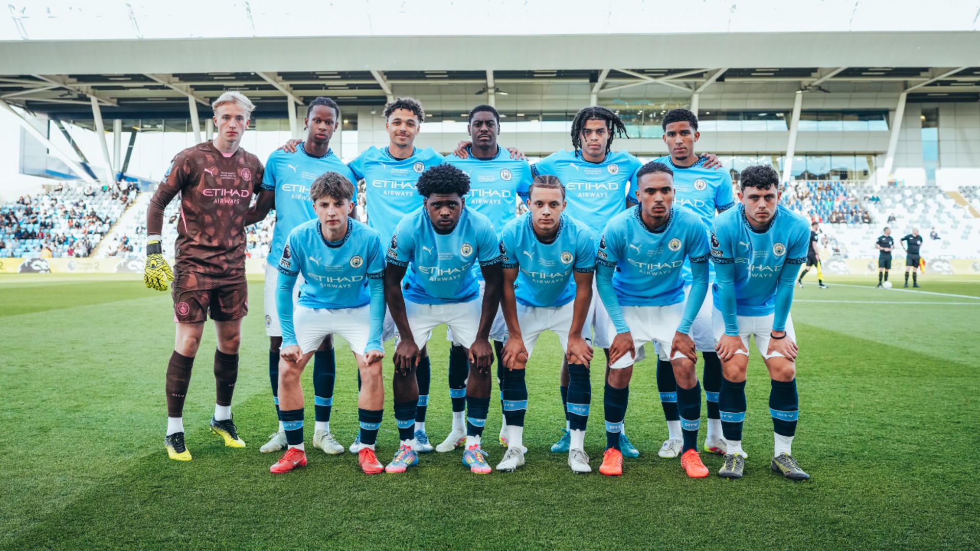 SQUAD GOALS: The City team line up ahead of kick-off.