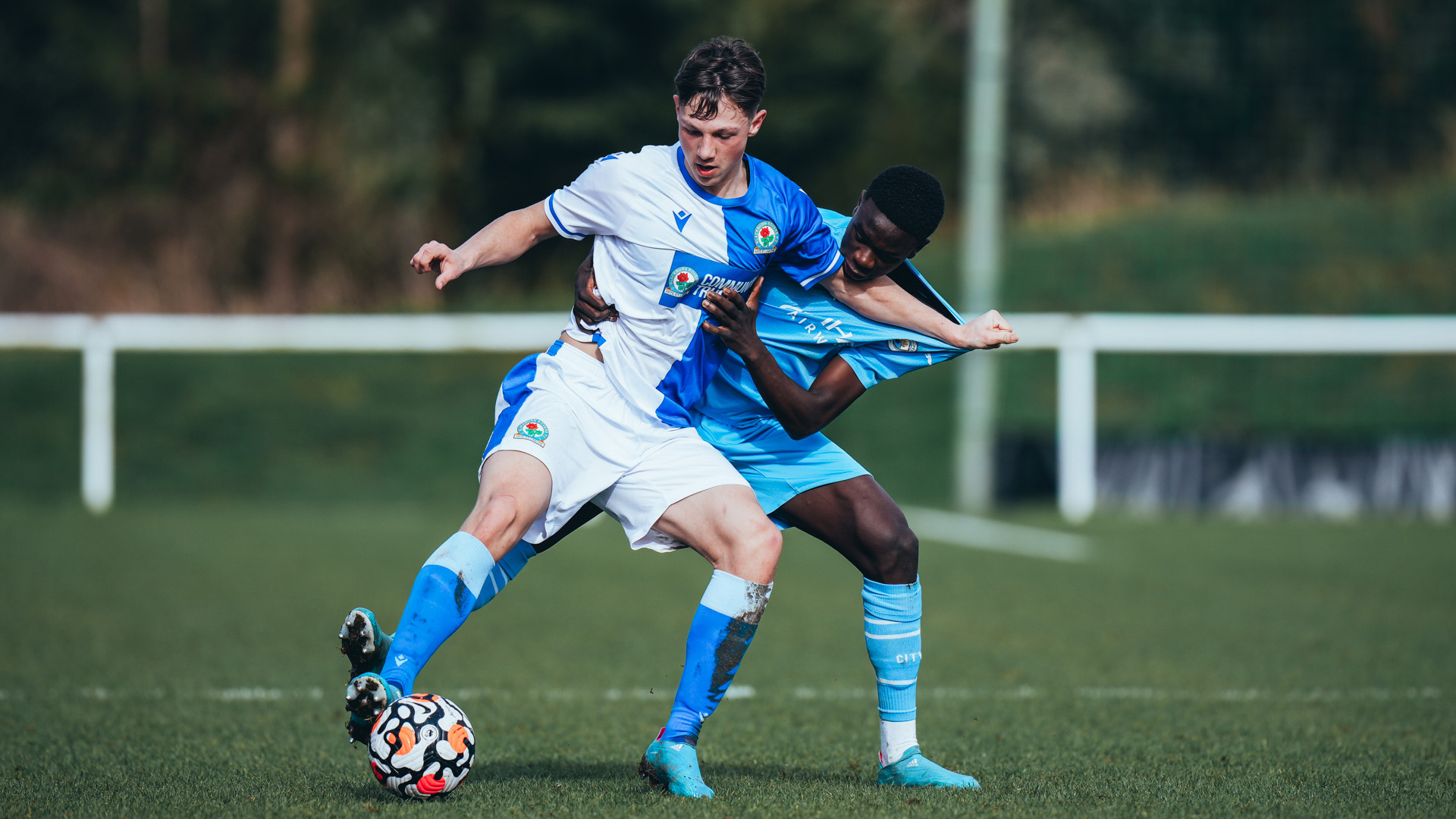 HIGH INTENSITY: Our Young Blues pressing for the ball back