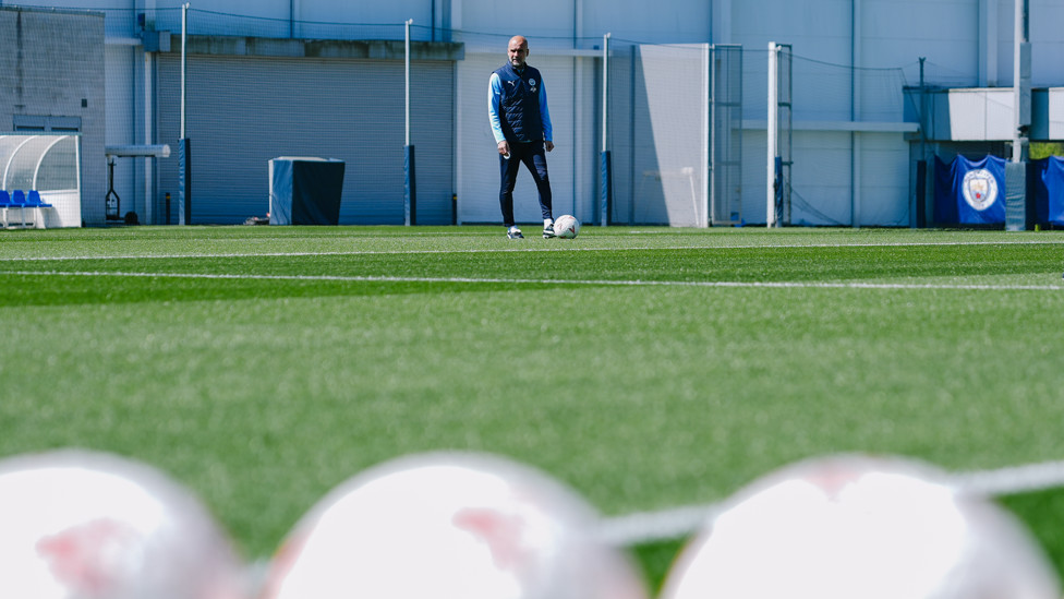 THE BOSS  : Pep Guardiola with the ball at his feet. 