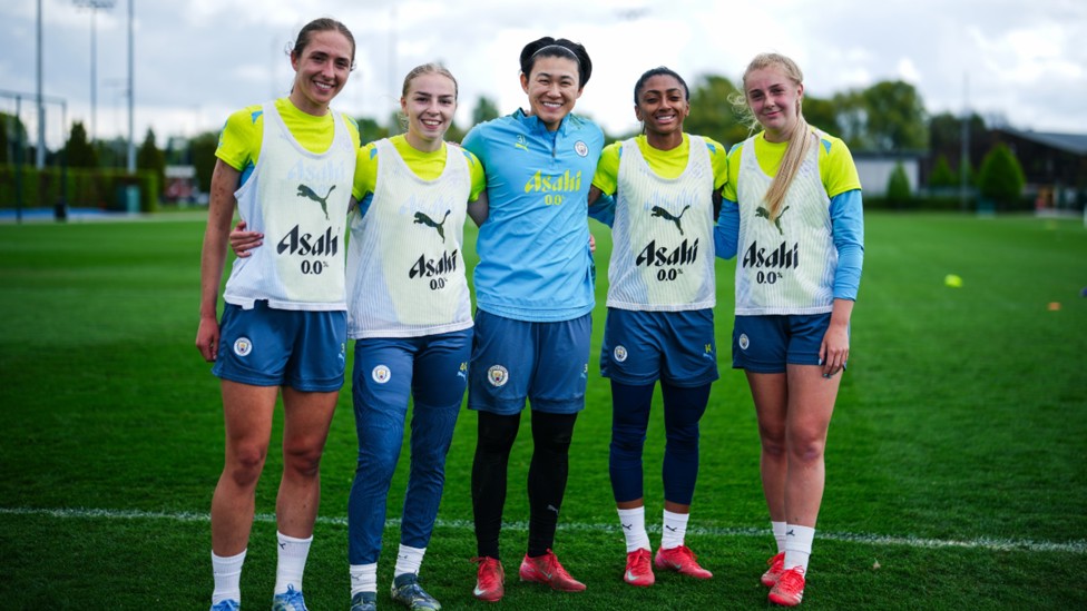 WINNING SMILES: Naomi Layzell, Codie Thomas, Ayaka Yamashita, Kerolin Nicoli and Mayzee Davies were in great spirits.