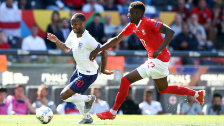 SUNDAY BEST: Raheem Sterling drives forward for England against Switzerland