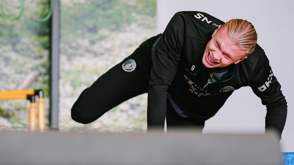 RECORD BREAKER: Erling Haaland was in great spirits after becoming the fastest player to record 50 Champions League goals.